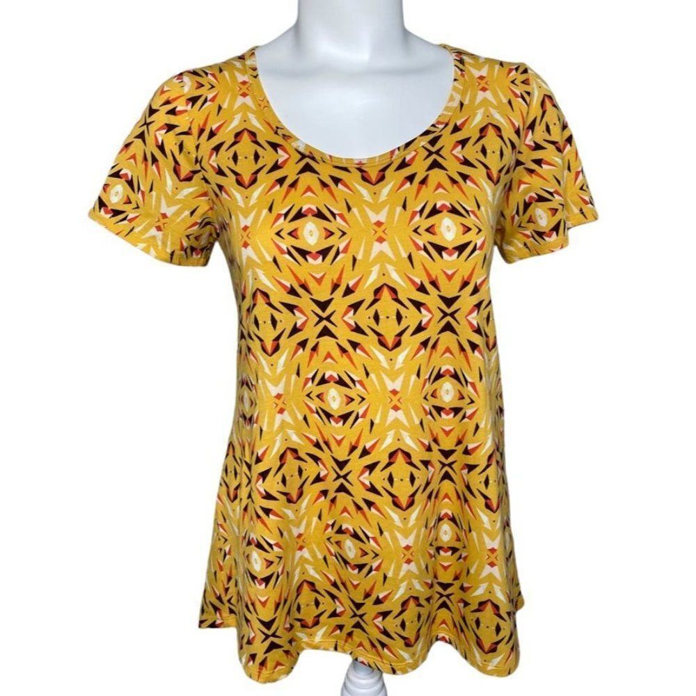 LuLaRoe  Classic-T Yellow Black‎ White Red Shirt Top XS